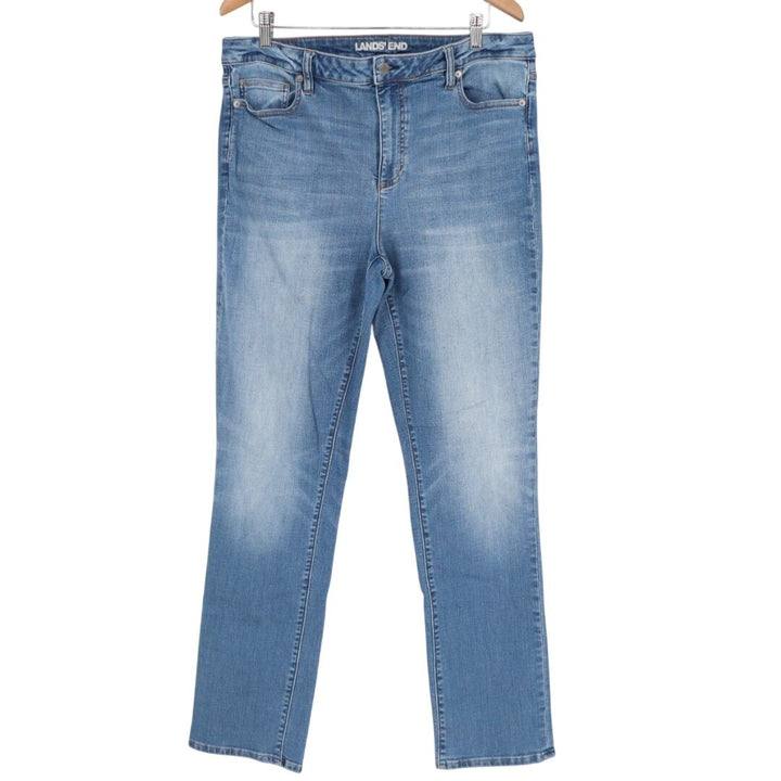 Lands' End Jeans Womens 16 blue denim Cotton Stretch Preppy 5-Pockets Skinny Leg