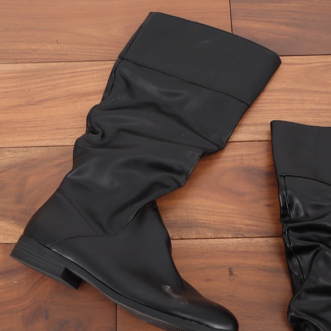 Style Co Kelimae Black Faux Leather Slouch Knee High Boots Womens Size 7M