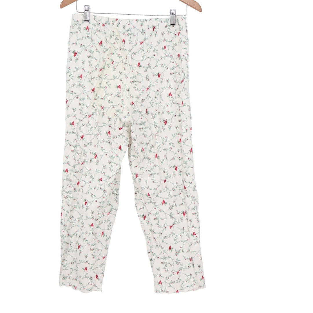 Charter Club Intimates Womens Small Pajama Set Cotton Cardinal Holiday White Red