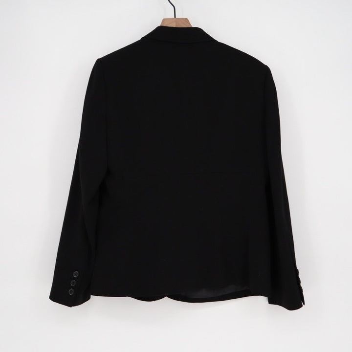 Anne Klein Blazer Jacket Womens 14 Black Stretch Single Breasted Notch Lapel