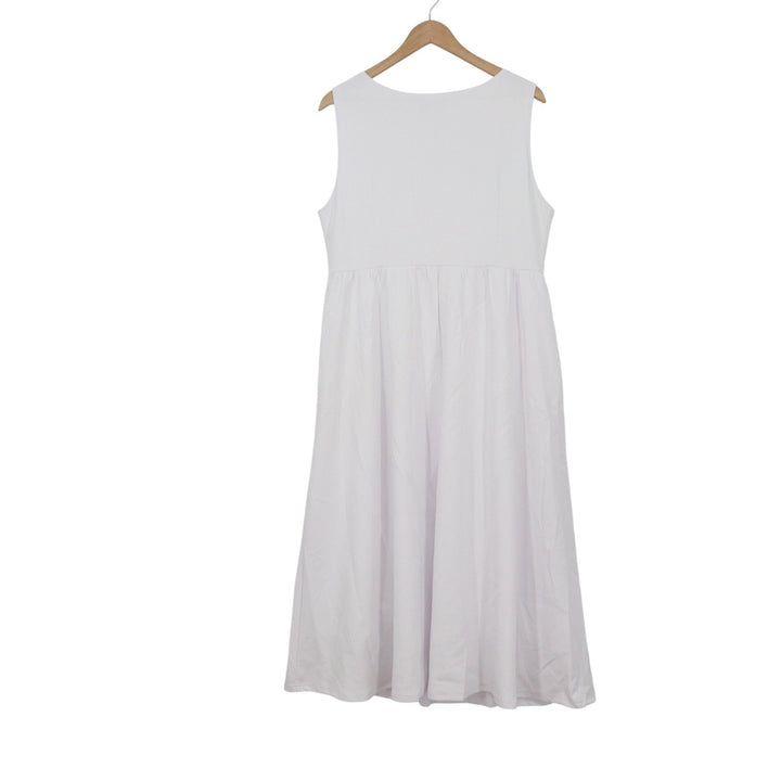 ZESICA Womens White Sleeveless Dropped Waist Pleated Midi Dress XL New
