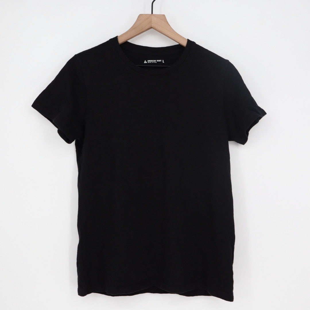 AMERICAN GIANT Mens Black Crew Neck T Shirt Size L Made in USA Cotton