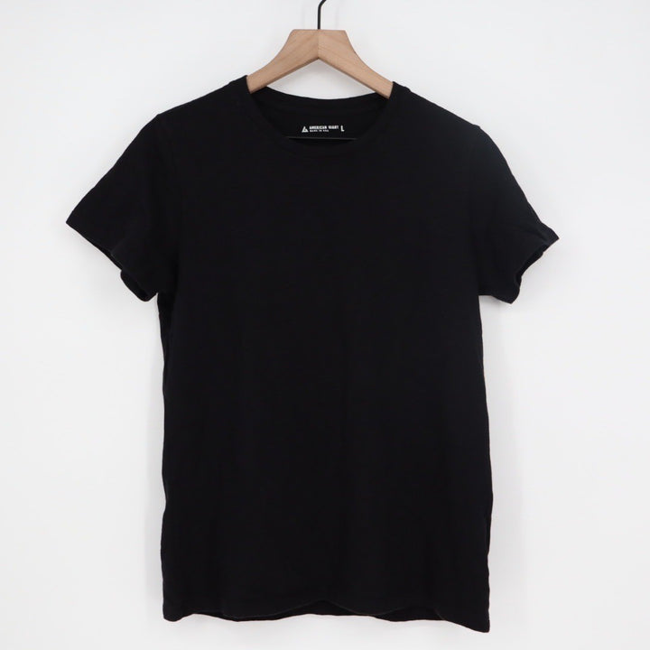 AMERICAN GIANT Mens Black Crew Neck T Shirt Size L Made in USA Cotton