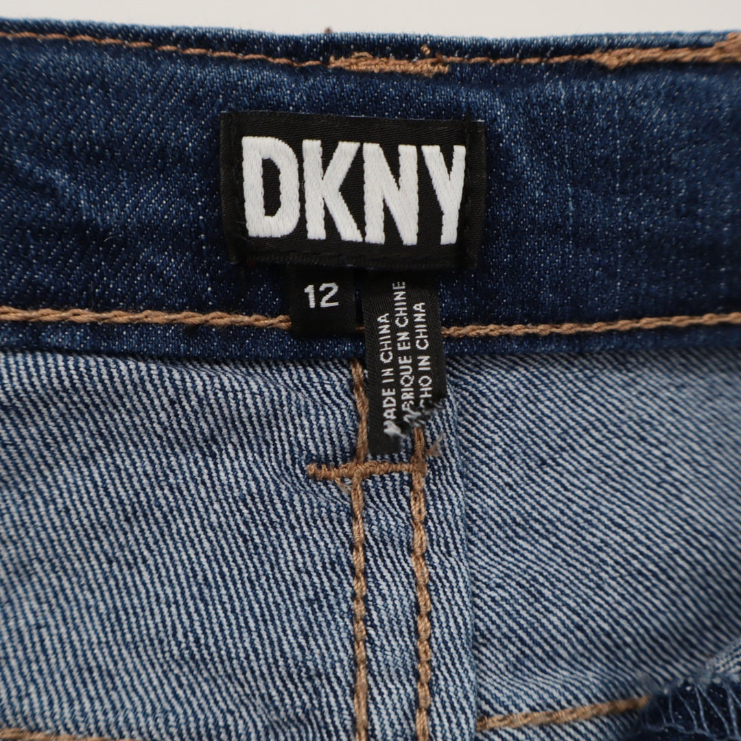DKNY Joggers Girls 12 Cargo Blue Dark Wash Elastic Cuff Excellent