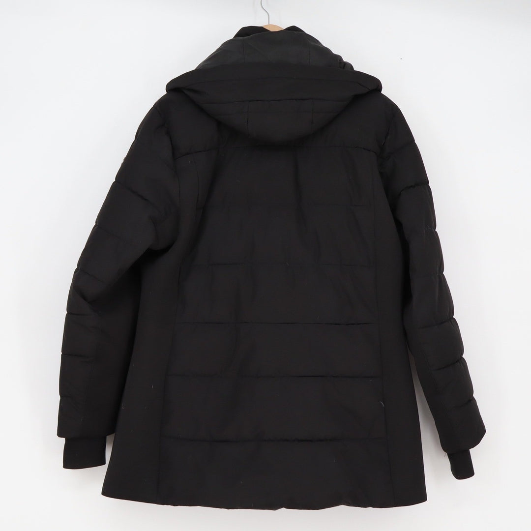 Michael Kors Puffer Jacket Women 1X Black Hooded Quilted Zip Up Good
