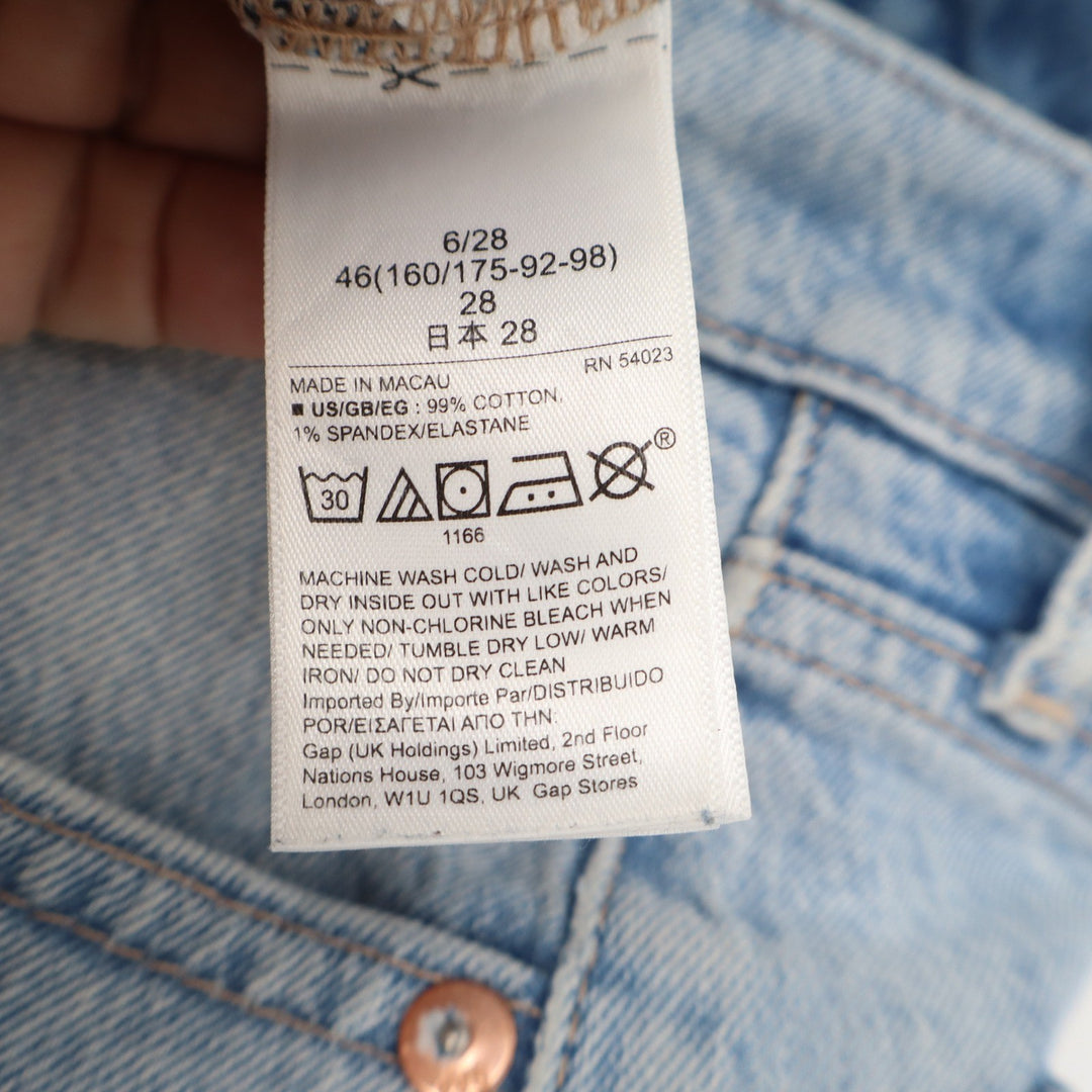 Gap Cheeky Straight High Rise Distressed Light Wash Blue Jeans Womens 6 28