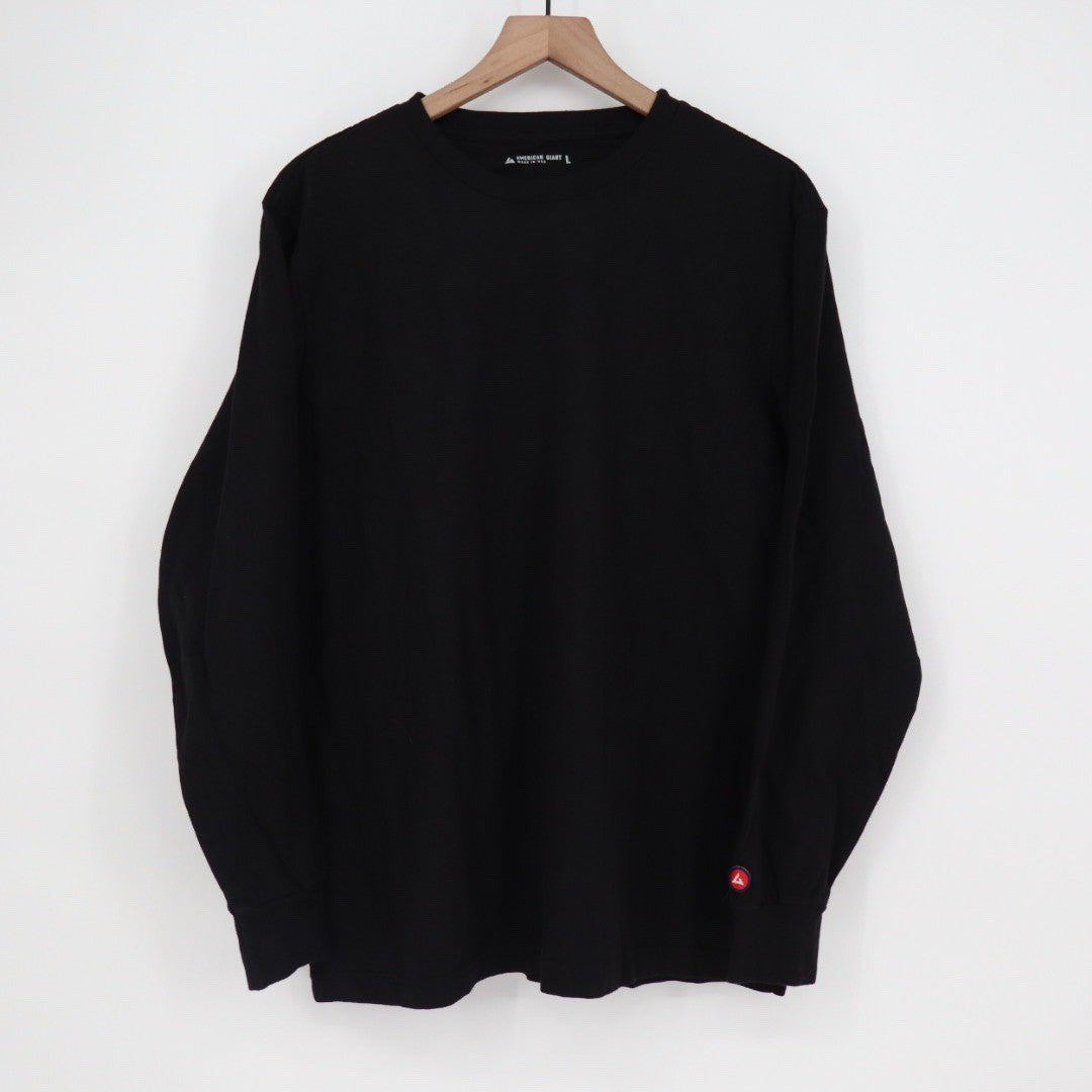 American Giant Mens Long Sleeve T Shirt Black Crew Neck Cotton Size L