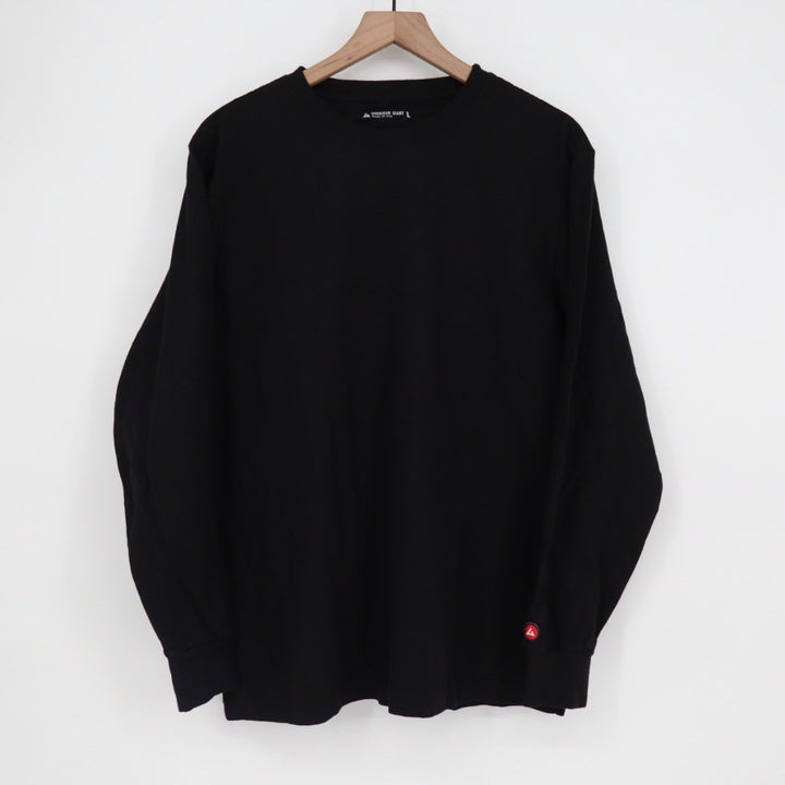 American Giant Mens Long Sleeve T Shirt Black Crew Neck Cotton Size L