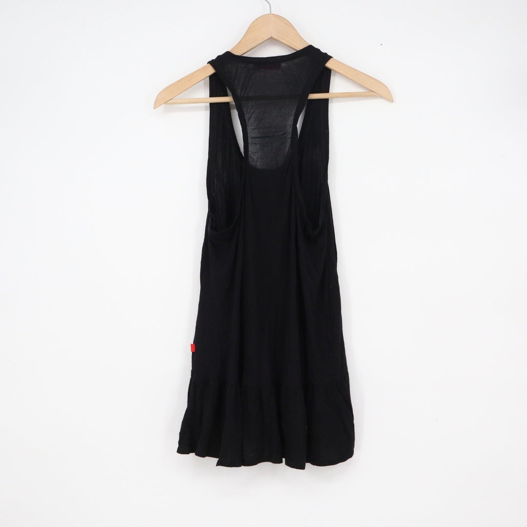 Josie by Natori Black Racerback Ruffle Hem Tank Top Small