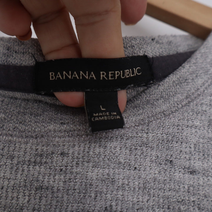 Banana Republic Mens Grey Heather Raglan Long Sleeve Crew Neck Sweatshirt Large