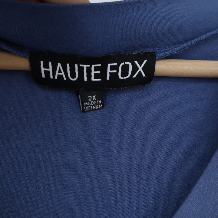 Haute Fox Blue V-Neck Roll-Tab Sleeve Pocket Tunic Top Womens 2X XXL