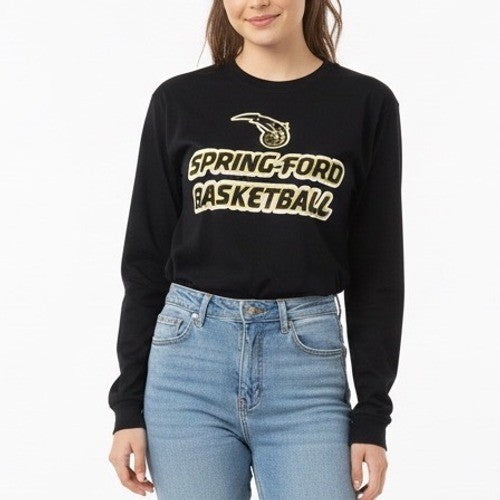 Spring-Ford Basketball Sweatshirt Womens Large Black Gildan Cotton Crew Neck