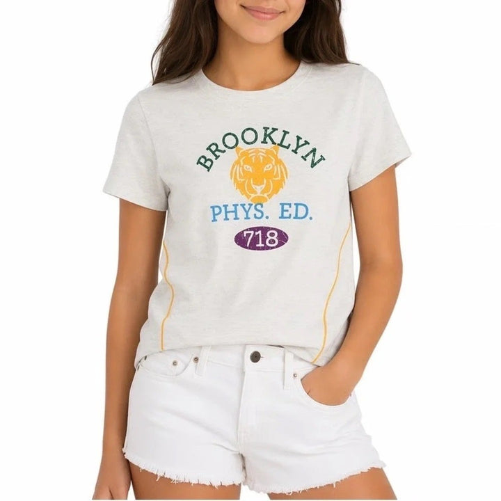 DSG Boys Brooklyn Phys Ed Tiger Graphic T-Shirt Heather Gray Size M 10-12