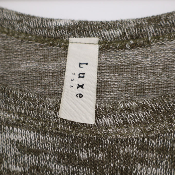 Luxe Sweater Dress Womens Heather Grey Scoop Neck Asymmetrical Hem Raglan Sleeve