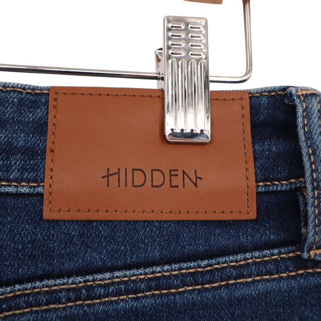 Hidden Los Angeles Jeans Womens 26 Blue Denim Whiskered Stretch Raw Hem Wide Leg