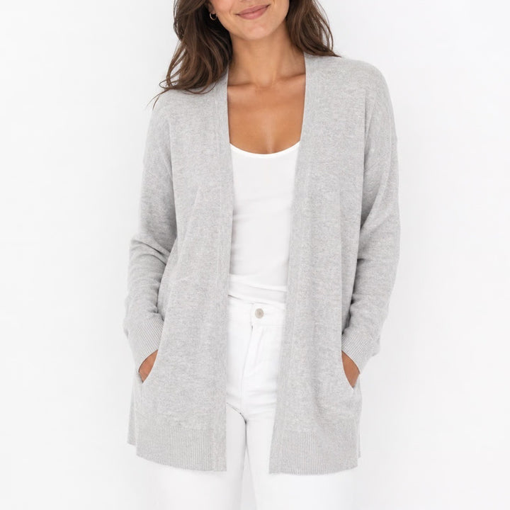 A New Day Womens Light Grey Open Front Longline Cardigan Sweater Large