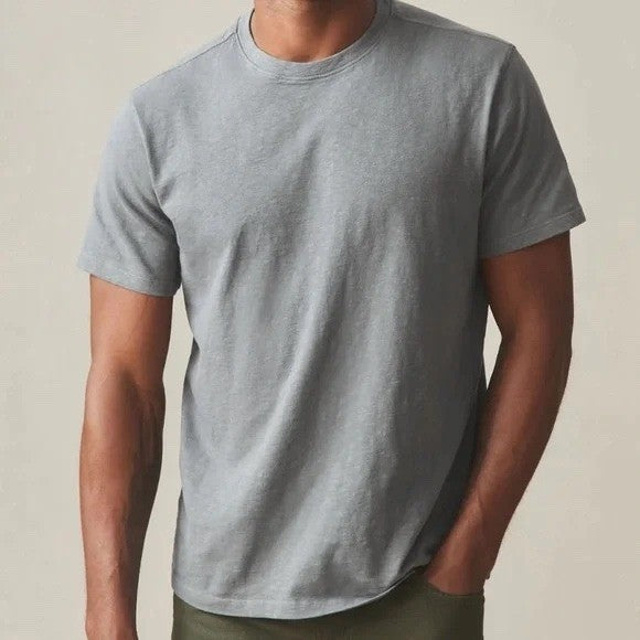 American Giant Premium Slub T-Shirt Mens S Heather Gray Jersey Cotton Crew Neck