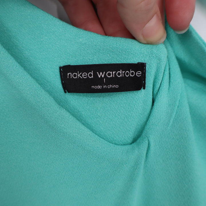 Naked Wardrobe Mint Green One Shoulder Asymmetrical Mini Bodycon Dress L
