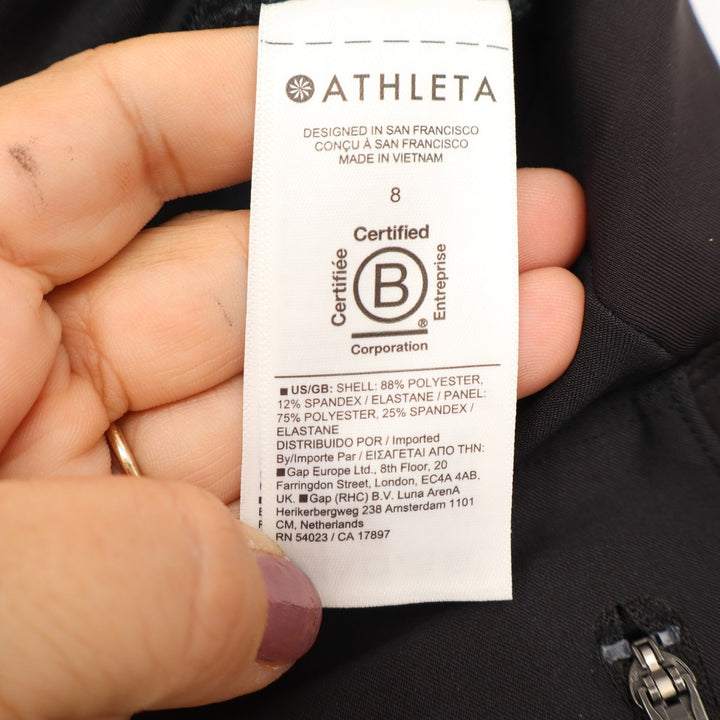 Athleta Fairway Golf Pant Black Straight Leg Zip Pockets Size 8