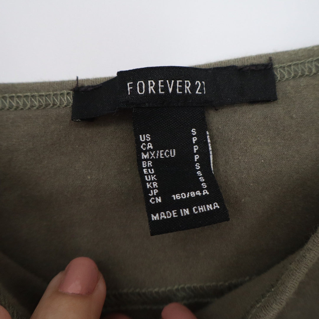 Forever 21 Womens Small Olive Green Cropped Cami Spaghetti Strap Tank Top