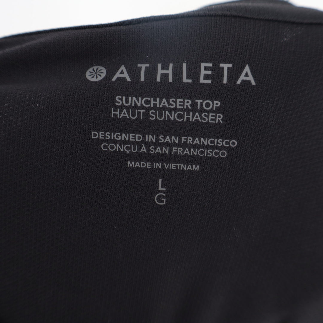 Athleta Sunchaser Top Womens Large Black Raglan Sleeve Crew Neck Activewear
