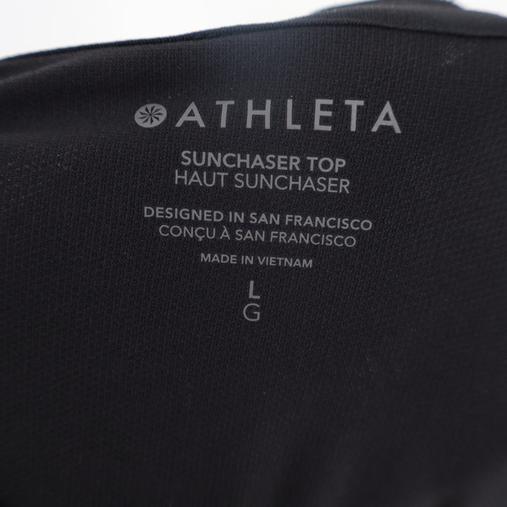 Athleta Sunchaser Top Womens Large Black Raglan Sleeve Crew Neck Activewear