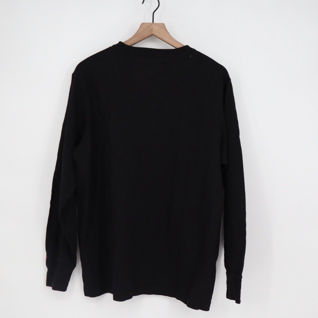 American Giant Mens Long Sleeve T Shirt Black Crew Neck Cotton Size L