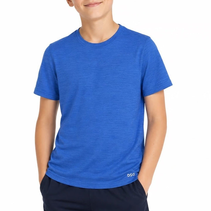 DSG Boys Movement Tee Team Royal Blue Heather Short Sleeve Shirt Size M 10-12