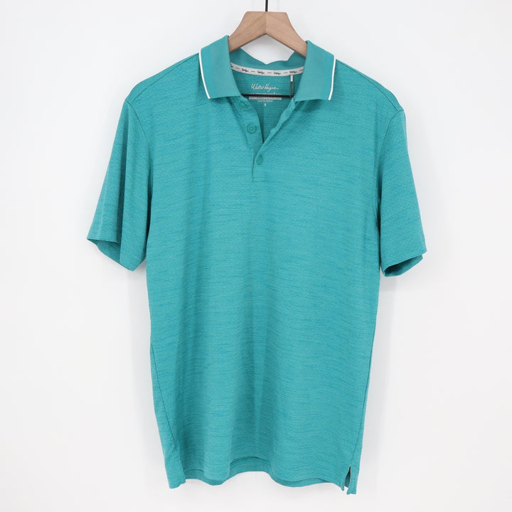 Walter Hagen Mens P11 Birdseye Athletic Fit Polo Shirt Aqua Blue Heather S NEW