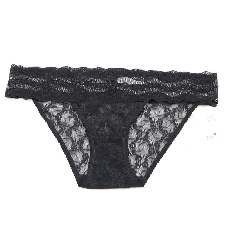 B.tempt'd Lace Kiss Bikini Womens Large Black Stretch Floral Mesh Scalloped Edge