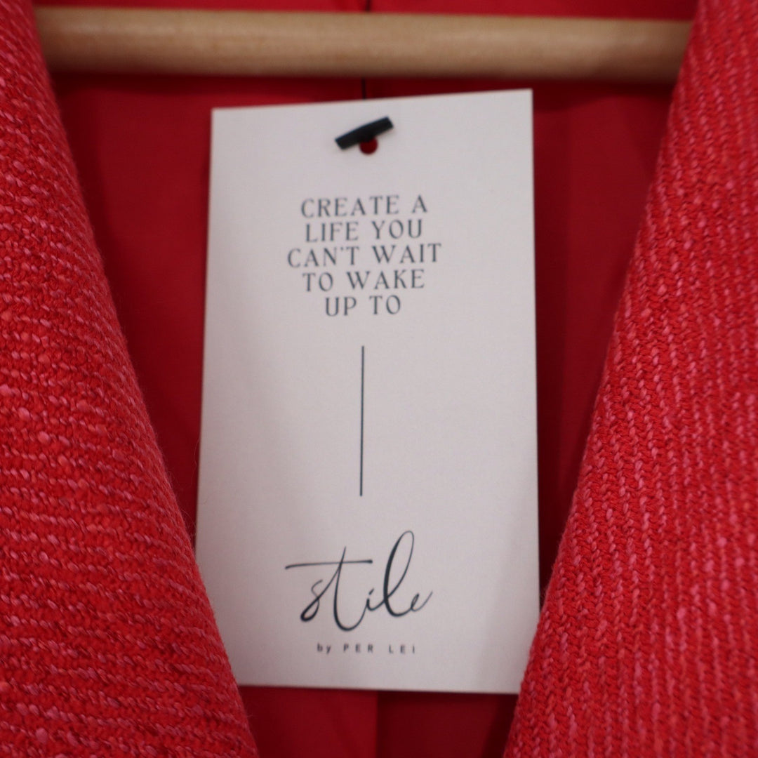 Stile by Per Lei Red Double Breasted Cropped Blazer NWT Large