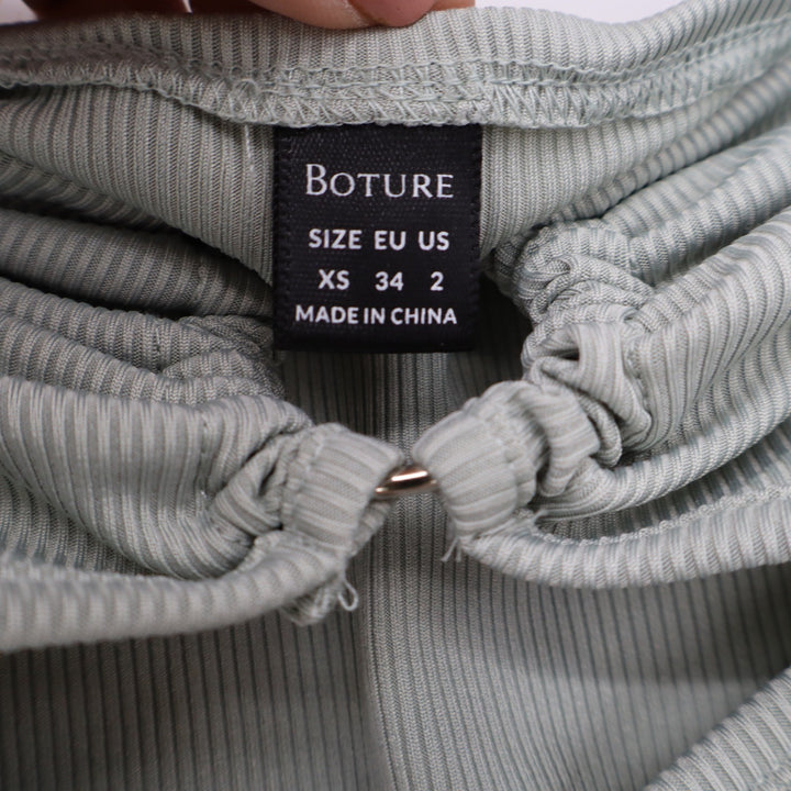 Boture Sage Green Ribbed O-Ring Cutout Tube Top XS