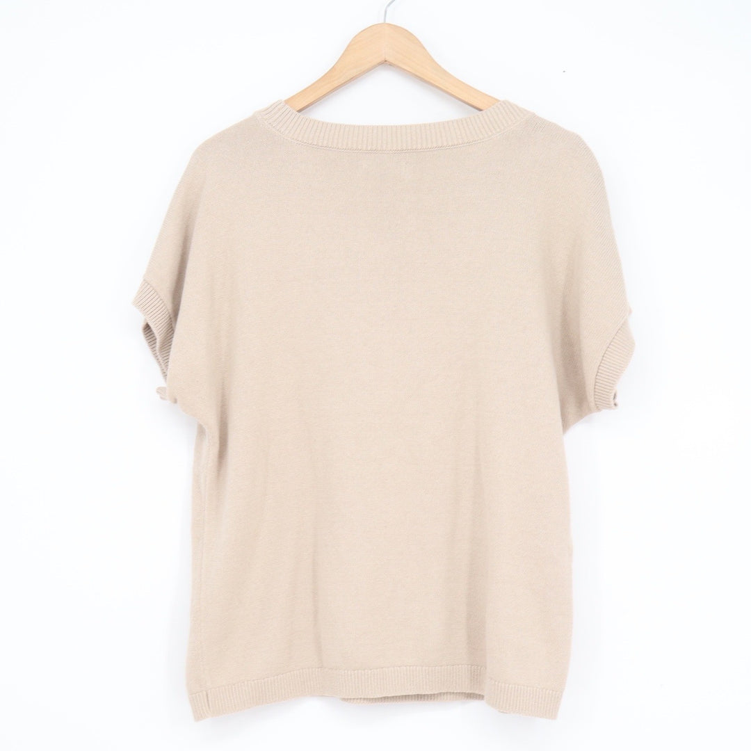 Croft & Barrow Womens XXL Beige Cotton Short Sleeve Seashell Knit Sweater Top