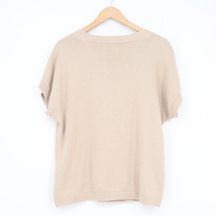 Croft & Barrow Womens XXL Beige Cotton Short Sleeve Seashell Knit Sweater Top