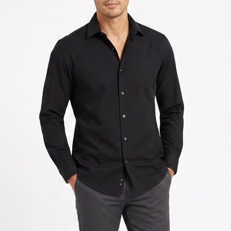 Van Heusen Mens Black Long Sleeve Button Down Shirt Size L 16-16.5