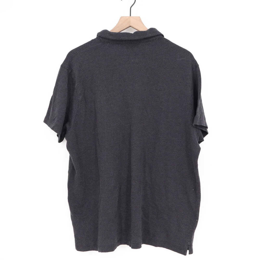 Dkny Polo Shirt Mens XL Charcoal Cotton Textured Short Sleeve Golf Spread Collar