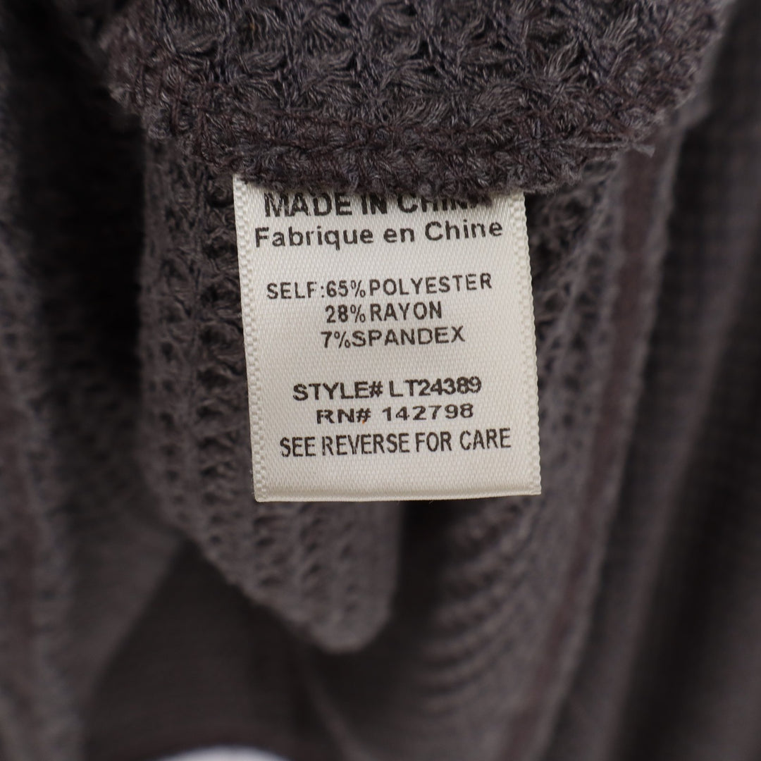 Love Riche Sweater Womens Medium Gray Waffle Knit Ribbed Raglan Sleeve Boat Neck