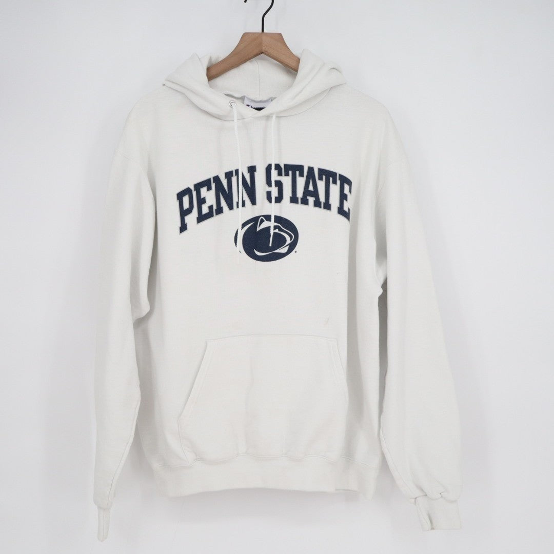 Penn State Nittany Lions Hoodie Mens Large White Champion Fleece Kangaroo Pocket