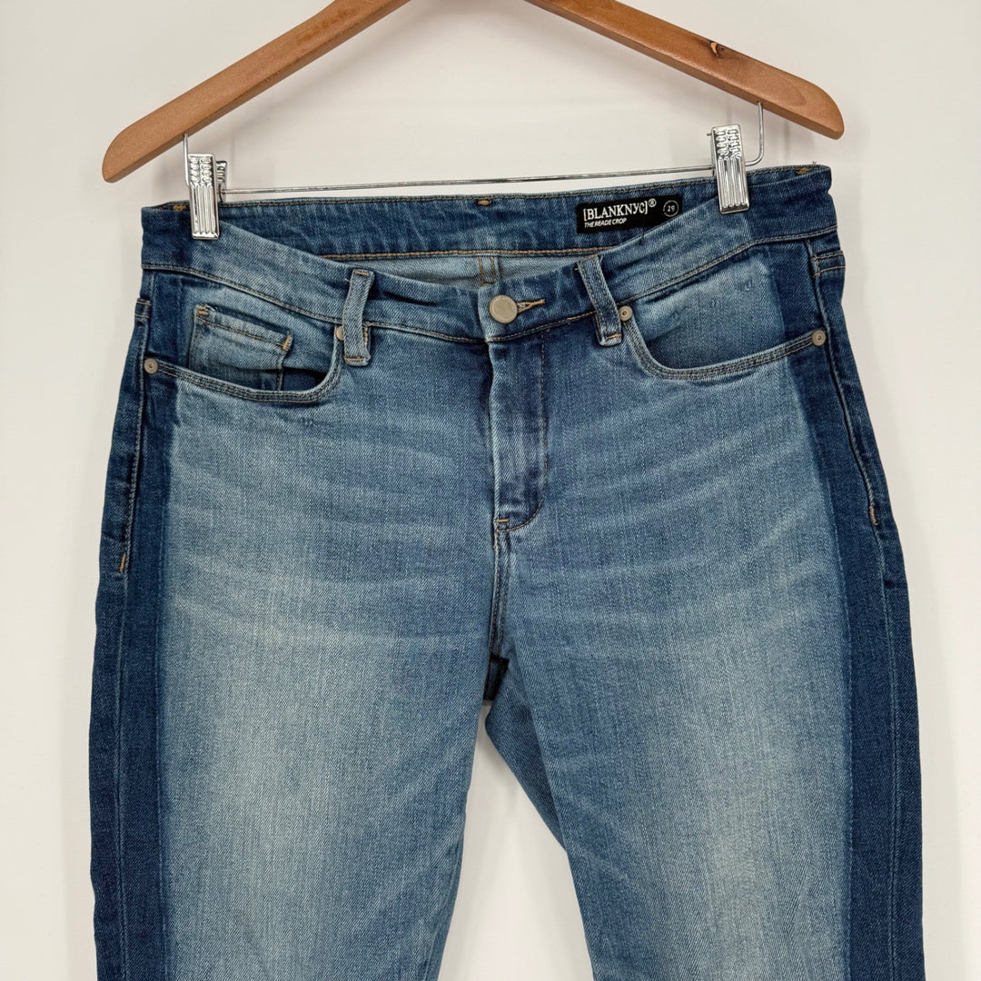 BLANKNYC The Reade Crop Skinny Jeans Blue Denim Colorblock Size 29