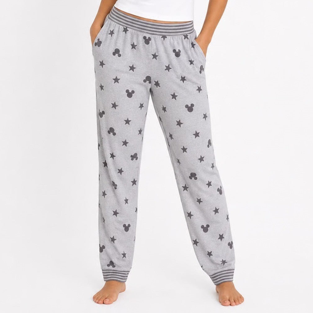 Disney Mickey Mouse Star Print Gray Pajama Jogger Pants Small