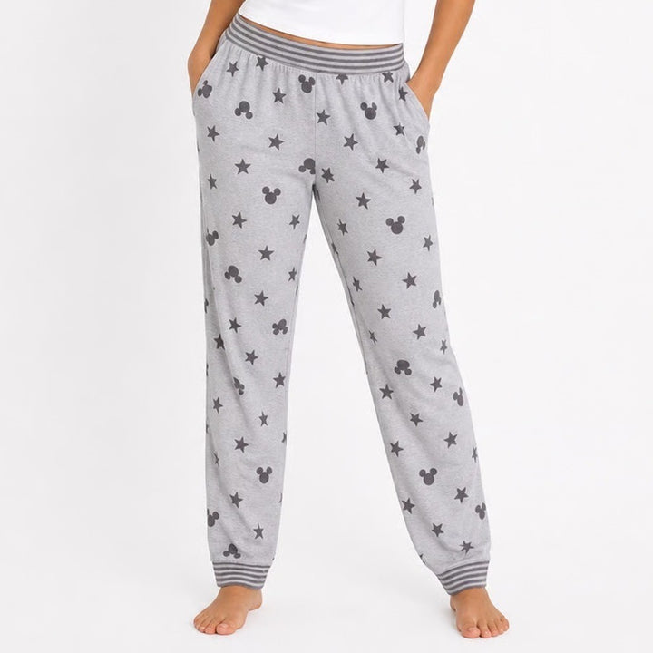 Disney Mickey Mouse Star Print Gray Pajama Jogger Pants Small