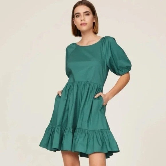 Peter Som X RTR Green Puff Sleeve Dress Size 4