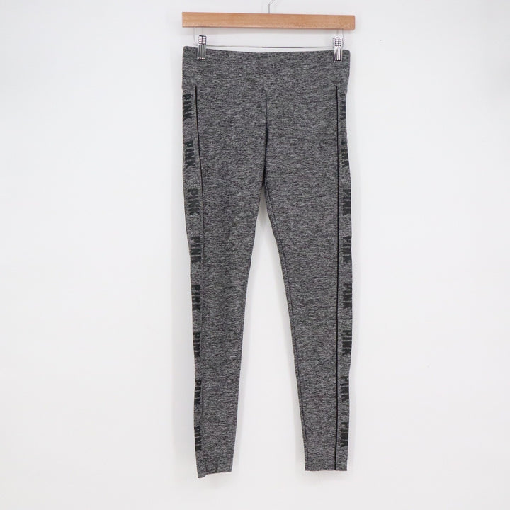 PINK Victoria's Secret Yoga Leggings Grey Space Dye Logo Tape XS