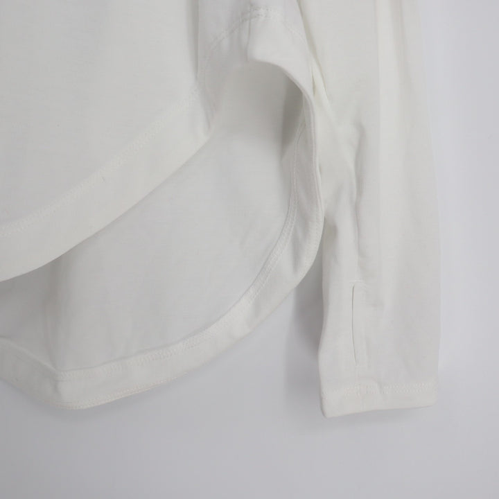 Halara T-Shirt Womens Medium White One Shoulder Long Sleeve Thumb Hole Curved He