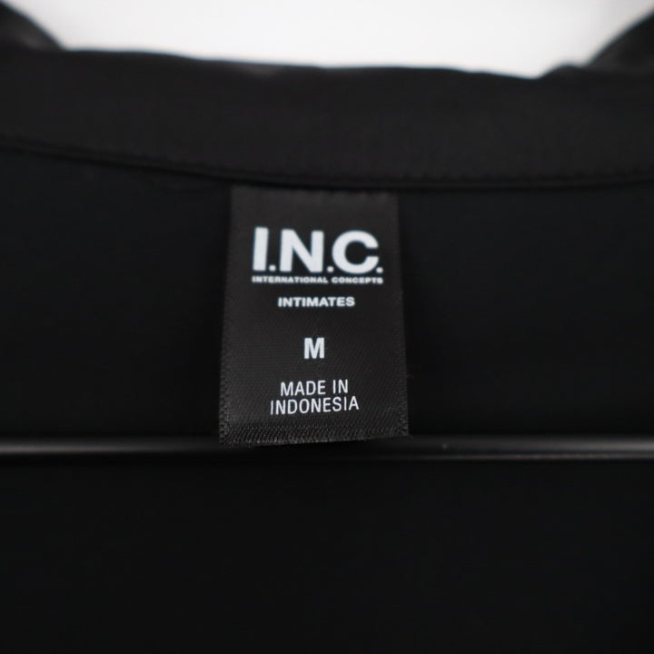 I.N.C International Concepts Intimates Pajama Shirt Womens M Black Notch Collar