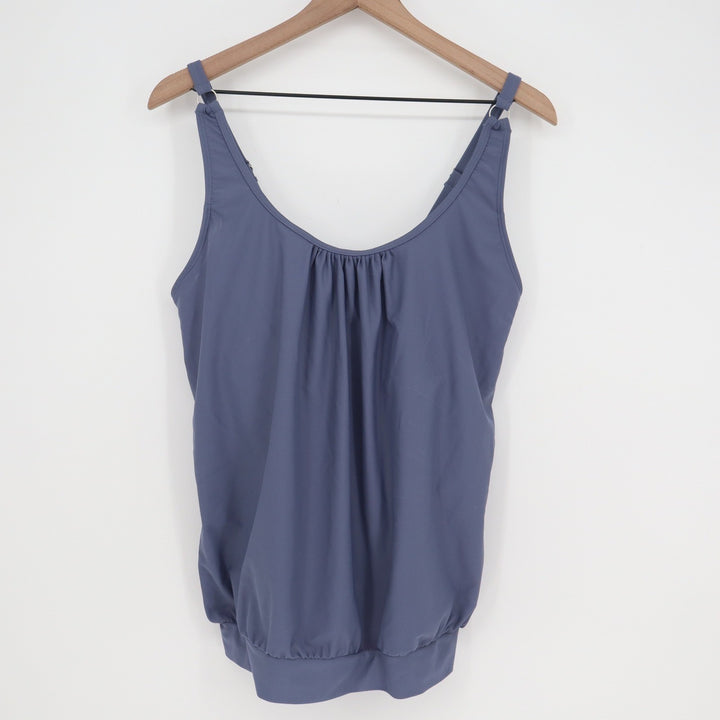 Unbranded Blue Blouson Tankini Top Adjustable Straps Size L