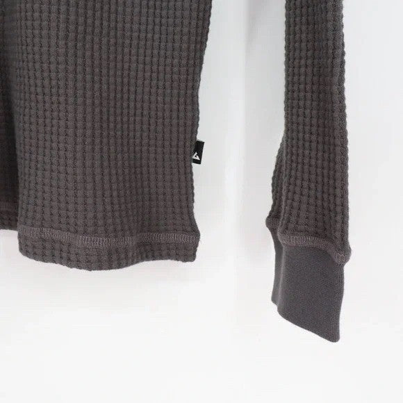 American Giant T-Shirt Mens XL Brown Cotton Stretch Rib Henley Neck Waffle Knit