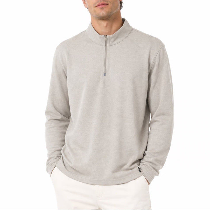 Gerry Mens XXL Tan Micro Stripe Quarter Zip Pullover Long Sleeve Shirt