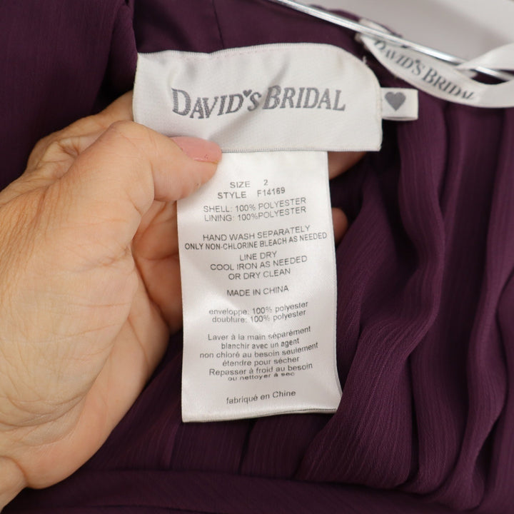 Davids Bridal Plum Purple Chiffon Strapless Ruffle Cocktail Dress Womens 2