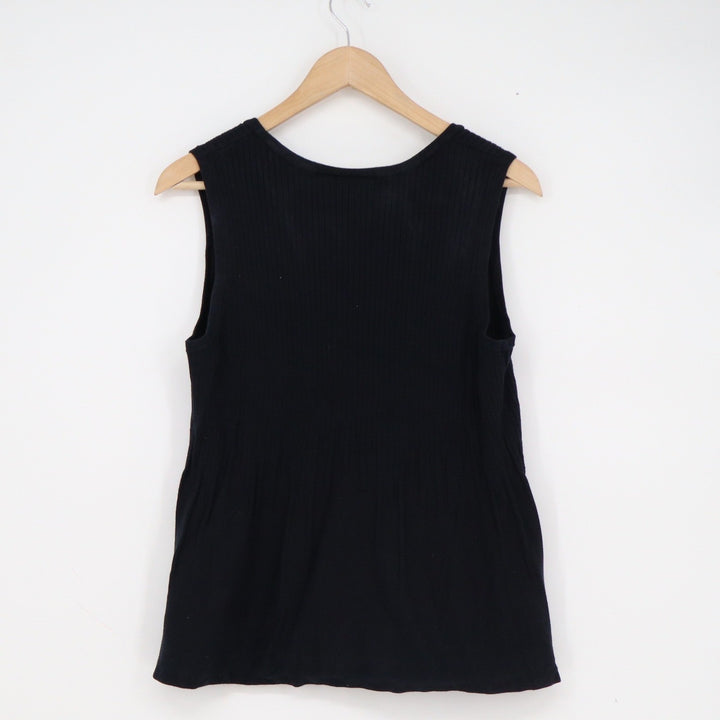 Croft & Barrow Womens Plus 1X Black Ribbed Knit Scoop Neck Tank Top Sleeveless